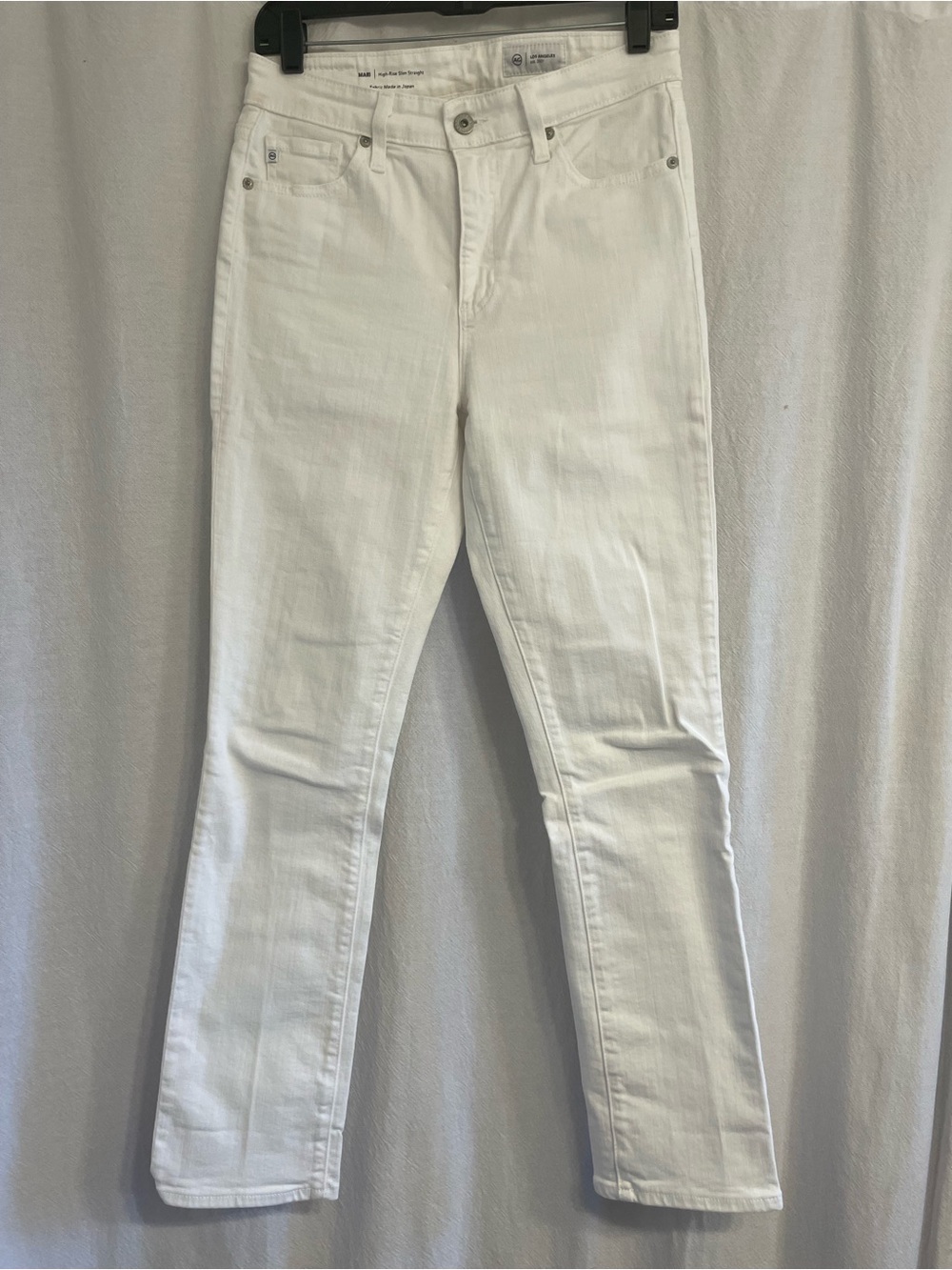 Ag Adriano Goldschmied “Mari High-Rise Slim Straight” White Jeans, size 27